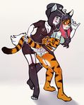  arms_behind_back blush bottomless butt cleavage clothed clothing dickgirl domination erection feline female handcuffs intersex mammal monamoo penis plain_background police restrained shackles tail_grab tiger vein white_background 
