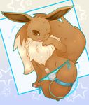  brown_fur chest_tuft clothing clue_(artist) eevee erection fur girly humanoid_penis male nintendo one_eye_closed panties penis pok&eacute;mon precum solo tuft uncut underwear video_games wink 