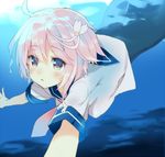 ahoge hair_ornament i-58_(kantai_collection) kantai_collection looking_at_viewer mayachi_(amuriya) parted_lips pink_hair school_swimsuit school_uniform serafuku short_hair sketch solo submerged swimsuit swimsuit_under_clothes underwater 