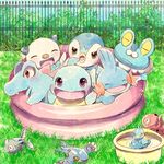  2014 ambiguous_gender brown_eyes cute ducklett eyes_closed feral froakie grass group happy kyogre mudkip nintendo octillery open_mouth oshawott outside piplup pok&eacute;mon pool purple_eyes red_eyes remoraid renge-kemo smile squirtle totodile video_games water 