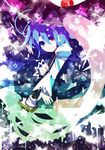  bad_id bad_pixiv_id blue_eyes blue_hair gradient hazuki_shino heterochromia highres karakasa_obake red_eyes solo star tatara_kogasa touhou umbrella 