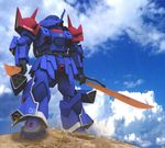  cloud clouds dual_wielding efreet_custom gundam gundam_side_story:_the_blue_destiny marvel0112 mecha sword weapon 