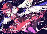  bad_id bad_pixiv_id bird_ear bird_wings hat hat_feather hazuki_shino mystia_lorelei pink_eyes pink_hair solo thighhighs touhou wide_sleeves wings 