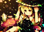  bad_id bad_pixiv_id blonde_hair blush hat hazuki_shino headphones highres kirisame_marisa sash solo star tea_set touhou witch_hat yellow_eyes 