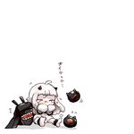  ahoge bluetenbin closed_eyes crying dress horns kantai_collection long_hair looking_at_viewer machinery mittens northern_ocean_hime shinkaisei-kan simple_background translated white_background white_dress white_hair white_skin 