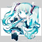  aqua_eyes aqua_hair asp@juken crown hatsune_miku headset long_hair smile solo twintails v very_long_hair vocaloid 