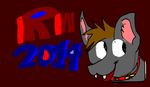  2014 brown_hair collar fangs furrie_dick24_(artist) hair ms_paint plain_background red_background tongue tongue_out unknown_species 