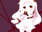  bad_id bad_pixiv_id covering_mouth dress horns kantai_collection long_hair looking_at_viewer mittens nekoha northern_ocean_hime red_eyes shinkaisei-kan solo white_dress white_hair white_skin 