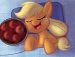  1trick 2014 apple applejack_(mlp) blonde_hair earth_pony equine eyes_closed female feral freckles friendship_is_magic fruit fur hair horse long_hair lying mammal my_little_pony open_mouth orange_fur pillow pony ponytail sleeping solo 