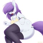  2014 3mangos anthro armband blush bracelet butt cleavage clothed clothing edit equine female friendship_is_magic fur hair hi_res horse jewelry legwear long_hair lying mammal my_little_pony open_mouth plain_background pony presenting presenting_hindquarters purple_hair rrockr shirt solo stockings sweet_scent_(character)_(character) thick_thighs tongue white_background white_fur 