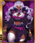  artist_request bracelet breasts dark_skin gourd itou_ittousai_(sengoku_bushouki_muramasa) jewelry jpeg_artifacts katana large_breasts long_hair official_art parted_lips purple_rope rope sayagata sengoku_bushouki_muramasa solo sword weapon yellow_eyes 