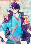  jacket jojo_no_kimyou_na_bouken joseph_joestar_(young) male_focus necktie purple_jacket solo suspenders vsjojo 