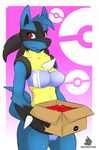  breasts drakeraynier female lucario nintendo pok&eacute;mon red_eyes solo swimsuit video_games 