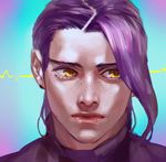  emg_(christain) freckles jojo_no_kimyou_na_bouken lips male_focus purple_hair solo sweater vinegar_doppio yellow_eyes 