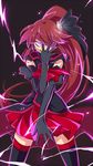  black_gloves black_legwear elbow_gloves genderswap genderswap_(mtf) gloves glowing glowing_eye happinesscharge_precure! katsuma_rei long_hair looking_at_viewer phantom_(happinesscharge_precure!) ponytail precure red_hair red_skirt skirt smile solo thighhighs unlovely_(happinesscharge_precure!) wide_ponytail zettai_ryouiki 