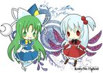  bad_id bad_pixiv_id blue_hair chibi ghost_tail green_eyes green_hair hair_bobbles hair_ornament hat long_hair mima multiple_girls multiple_wings red_eyes shinki side_ponytail staff takahashi_kanon touhou touhou_(pc-98) very_long_hair wings wizard_hat 