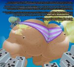 absurd_res aircraft big_butt building building_destruction butt city city_crushing city_destruction cityscape clothed clothed_feral clothing cloud destruction dialogue earth_pony equid equine female feral friendship_is_magic hasbro helicopter hi_res horse huge_butt imminent_facesitting low-angle_view macro macro_female mammal moles ms._harshwhinny_(mlp) my_little_pony panties pony rear_view skunk_bunk sneer solo standing text underwear vehicle watermark worm's-eye_view