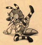 2026 antennae_(anatomy) anthro arm_support arthropod arthropod_abdomen biped blush blush_lines bottomwear clothed clothed_anthro clothed_female clothing embarrassed eyelashes female female_anthro fly_(animal) hair half-closed_eyes insect invertebrate_proboscis leaning leaning_sideways legs_up legwear long_sleeves looking_aside monochrome mosquito mouth_closed narrowed_eyes pattern_clothing pattern_legwear pattern_stockings plantigrade proboscis_(anatomy) sepia shirt shorts sitting solo soulcentinel spread_legs spreading stockings striped_antennae striped_clothing striped_legwear striped_stockings stripes topwear