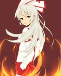  bad_id bad_pixiv_id cigarette face fire fujiwara_no_mokou grey_eyes hand_in_pocket long_hair looking_back smoking solo touhou tsunotsuki_(uguisu_maccha) 