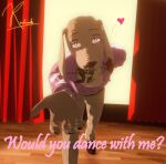 anthro beastars bedroom_eyes bird_dog bottomwear canid canine canis clothed clothing collared_shirt domestic_dog dress_pants dress_shirt dress_shoes extended_arm extending_hand flower heart_symbol hi_res hunting_dog jack_(beastars) labrador looking_at_viewer male mammal narrowed_eyes pants pecs plant retriever rose_(flower) seducing_viewer seductive shirt signature solo topwear vermilionrenderworks