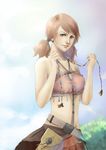  final_fantasy final_fantasy_xiii jewelry midriff necklace oerba_dia_vanille orange_hair shuiyituzi solo twintails 