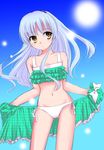  angel_beats! bikini blue_hair frilled_bikini frills kurumi_rumi long_hair navel side-tie_bikini skirt solo swimsuit tenshi_(angel_beats!) yellow_eyes 