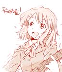  character_name face guitar hirasawa_yui instrument k-on! maruyo monochrome school_uniform short_hair sketch smile solo 