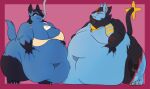 2022 4_claws 4_fingers 4_toes absurd_res anthro arm_markings belly belly_grab belly_size_difference big_belly big_breasts biped black_hair black_markings black_tail blue_body blue_fur blue_tail border bottomless bottomless_anthro bottomless_female breasts canid canine chest_spike claws clothed clothing colored countershade_fur countershading dakota_(jedirogue1) deep_navel duo ear_piercing ear_ring eye_contact facial_piercing fangs fat_arms feet felid female female_anthro fingers fur fur_markings generation_4_pokemon gloves_(marking) hair hi_res hose hose_in_mouth huge_belly huge_breasts huge_moobs huge_thighs hyper hyper_belly jewelry leg_markings looking_at_another lucario luxray male male/female male_anthro mammal markings morbidly_obese morbidly_obese_anthro morbidly_obese_female morbidly_obese_male mostly_nude mostly_nude_anthro mostly_nude_male navel necklace necklace_only nintendo nose_piercing nose_ring nude obese obese_anthro obese_female obese_male overweight overweight_anthro overweight_female overweight_male pantherine partially_clothed partially_clothed_anthro partially_clothed_female piercing pink_background pokemon pokemon_(species) red_border red_eyes red_markings red_nose red_sclera ring_piercing shaded shirt shirt_only simple_background socks_(marking) spikes spikes_(anatomy) strawberrymilkdog striped_arms stripes tail tank_top tank_top_only teeth thick_thighs toes topwear topwear_only torn_tank_top tyler_(jedirogue1) wardrobe_malfunction watermark white_spikes yellow_claws yellow_eyes yellow_markings yellow_stripes