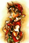  artist_request holding holding_poke_ball male_focus poke_ball poke_ball_(generic) pokemon pokemon_special red_(pokemon) solo 
