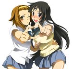  akiyama_mio black_eyes black_hair blush brown_eyes brown_hair hairband heart heart_hands heart_hands_duo k-on! multiple_girls natsumegu_(ymmgkc) one_eye_closed school_uniform short_hair tainaka_ritsu 