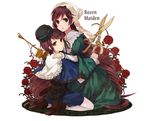  bad_id bad_pixiv_id brown_hair dress flower fujiwara_truffe hairband hat heterochromia highres kneeling long_hair multiple_girls pantyhose red_flower red_rose rose rozen_maiden scissors short_hair siblings sisters souseiseki suiseiseki twins very_long_hair watering_can 