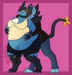 2021 4_claws 4_toes 5_claws 5_fingers anthro barefoot belly belly_grab big_belly big_breasts biped black_body black_bracelet black_collar black_fur black_hair black_inner_ear black_mane black_markings bracelet breasts canid canine character_request claws clothed clothed_anthro clothed_female clothed_male clothing collar colored dakota_(jedirogue1) duo feet felid female female_anthro finger_claws fingers fondling fur generation_4_pokemon gloves_(marking) hair hi_res jewelry larger_anthro larger_female leg_markings lucario luxray male male_anthro mammal mane markings nintendo obese obese_anthro obese_female overweight overweight_anthro overweight_female pantherine pokemon pokemon_(species) red_eyes red_sclera shaded size_difference smaller_anthro smaller_male socks_(marking) spiked_bracelet spiked_collar spikes strawberrymilkdog toe_claws toes white_claws yellow_claws yellow_eyes