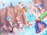  6+girls annerose_miload ball beachball beatrice_(re:zero) blue_eyes blue_hair blush clind_(re:zero) commentary emilia_(re:zero) english_commentary frederica_baumann garfiel_tinsel hair_ornament highres holding hug jumping kicking long_hair male_swimwear meili_portroute multiple_boys multiple_girls natsuki_subaru otto_suewen outdoors petra_leyte pink_eyes pink_hair ram_(re:zero) re:zero_kara_hajimeru_isekai_seikatsu rem_(re:zero) roswaal_l._mathers scorpion shaula_(re:zero) short_hair skin_tight swim_briefs swimming swimsuit wading water water_gun waterfall x_hair_ornament zerobarto 