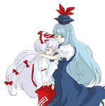  bad_id bad_pixiv_id closed_eyes embarrassed fujiwara_no_mokou hug kamishirasawa_keine long_hair multiple_girls oekaki touhou yamada_(ymdxas2) 