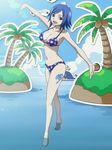  barefoot bikini blue_eyes blue_hair fairy_tail juvia_loxar navel screencap screenshot sparkling_eyes stitched swimsuit tattoo wading water 