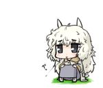  ahoge alpaca-san alpaca_ears animal_ears bad_id bad_pixiv_id blush chibi coat eyebrows long_hair lowres nekoyama original sitting solo spitting tongue white_hair 