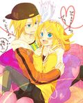  1girl bad_id bad_pixiv_id casual heart highres juvenile_(vocaloid) kagamine_len kagamine_rin pantyhose shinigami_a vocaloid 