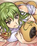  c.c. cheese-kun code_geass eating food green_hair holding_pizza kink long_hair lowres pizza pizza_hut solo 