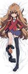  aisaka_taiga asymmetrical_clothes bad_id bad_pixiv_id barefoot between_toes black_legwear blazer blush bokken brown_eyes brown_hair dakimakura feet full_body hand_on_hip highres jacket long_hair lying on_back oohashi_high_school_uniform pleated_skirt red_jacket school_uniform single_thighhigh skirt socks soles solo sword thighhighs toe_scrunch toes tooo toradora! very_long_hair weapon wooden_sword 