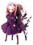 back-to-back bad_id bad_pixiv_id blush long_skirt maromi_(am97) multiple_girls pink_hair saki school_uniform skirt tsuruga_school_uniform 