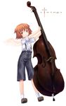  brown_eyes brown_hair double_bass instrument original sabamu short_hair solo suspenders wings 