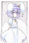  animal_ears blue_eyes blue_hair bunny_ears highres inaba_tewi sakino_shingetsu short_hair solo touhou traditional_media 