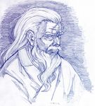  beard facial_hair konpaku_youki male_focus monochrome sakino_shingetsu solo touhou traditional_media 