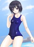  amagami black_eyes black_hair nanasaki_ai old_school_swimsuit one-piece_swimsuit school_swimsuit short_hair solo swimsuit wakki 