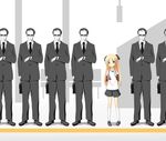  6+boys agent_smith aikei_ake animal_ears bad_id bad_pixiv_id bag black_hair blonde_hair blue_eyes blush briefcase cellphone child clone dog_ears formal handbag kneehighs multiple_boys odd_one_out original phone shoes shorts socks suit sunglasses the_matrix watch wristwatch 