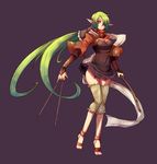  arrow bow_(weapon) copyright_request fantasy gradient_hair green_hair hair_over_one_eye kara_(color) long_hair multicolored_hair pointy_ears solo very_long_hair weapon 