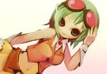  bad_id bad_pixiv_id belt eruri_(mgmn) goggles green_eyes green_hair gumi headphones midriff short_hair skirt smile solo vocaloid wrist_cuffs 