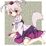  aa44 animal_ears bad_id bad_pixiv_id barefoot detached_sleeves feet hat inubashiri_momiji short_hair silver_hair solo tail tokin_hat touhou wolf_ears wolf_tail 