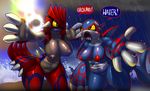  2014 anthro anthrofied breasts cloud duo elpatrixf english_text female groudon kyogre legendary_pok&eacute;mon nintendo nipples nude open_mouth outside pok&eacute;mon pok&eacute;morph pussy rain raining standing text video_games water 