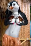  avian big_breasts bird breasts coconut_bra edit female grope hair lani long_hair oystercatcher7 penguin photo_manipulation photomorph surf&#039;s_up tattoo 
